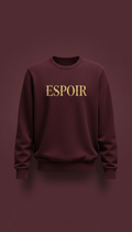 Chandail bordeaux col rond motif espoir doré