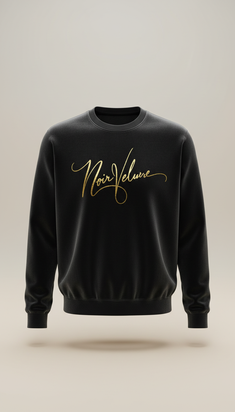 Chandail noir velours motif doré